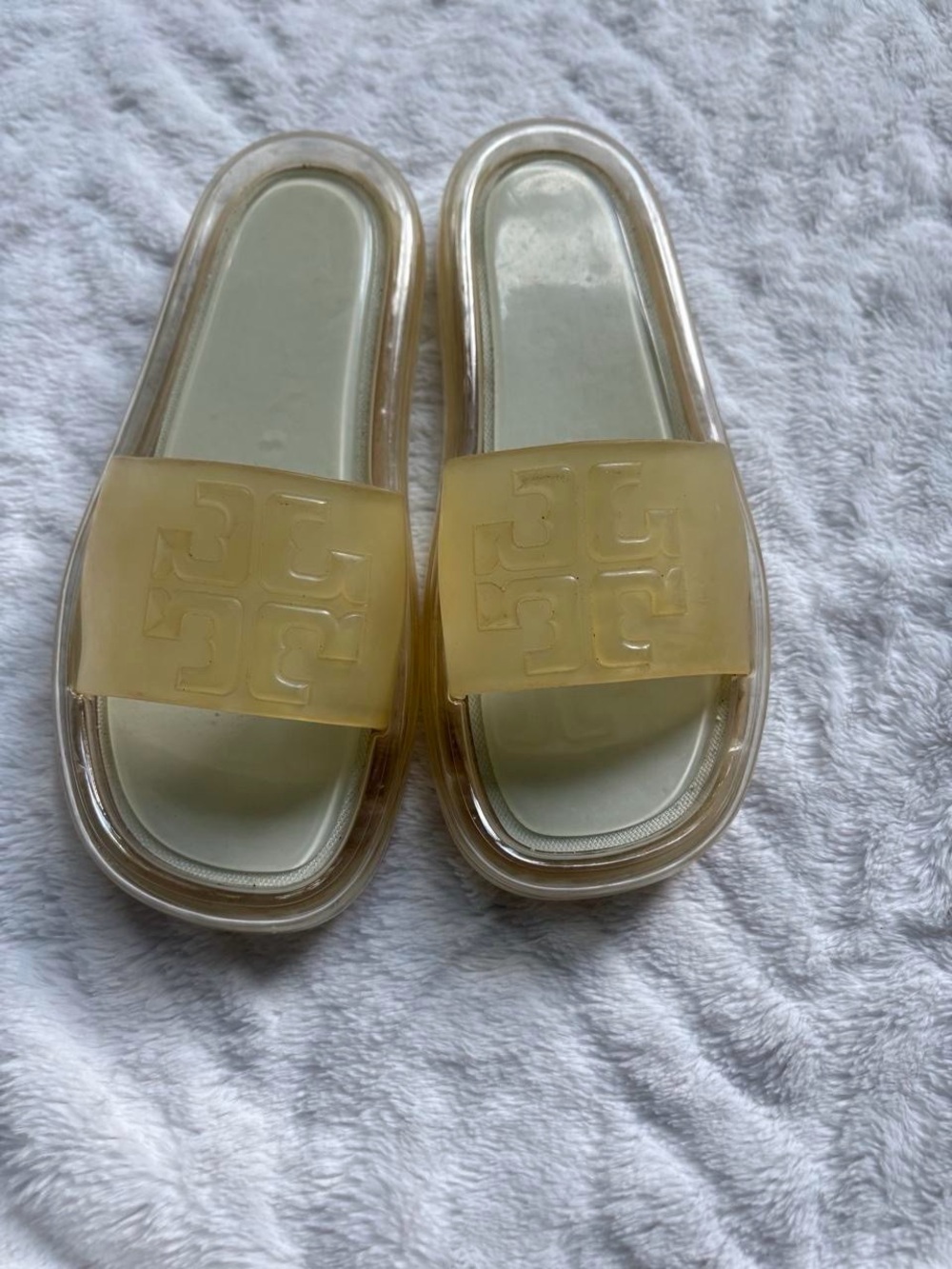 Tory Burch Clear Platform Slide Sandals